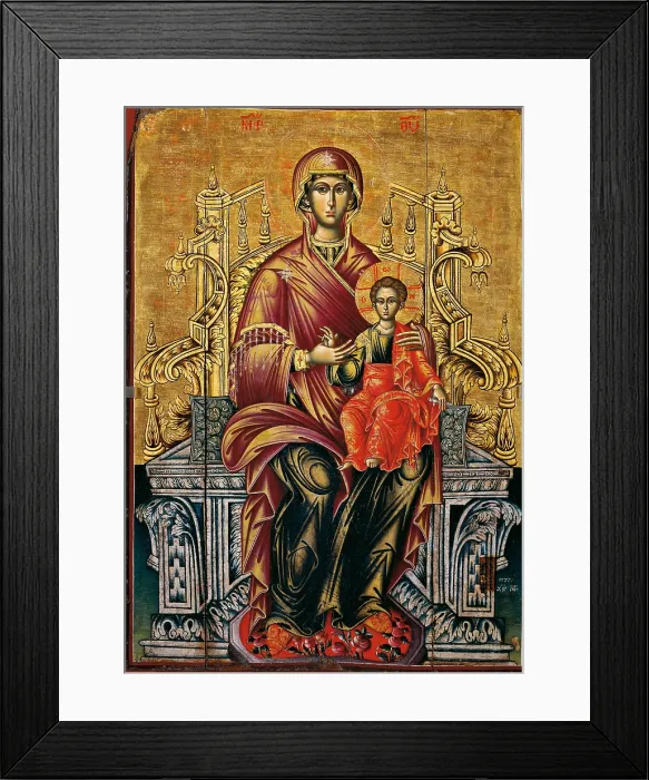 Framed Print : Mother of God on a Throne, by Joan Athanasi, 17777, 18th Century, tempera on wood - Albania, Tirana, Institute for Cultural Monuments. Whole artwork view