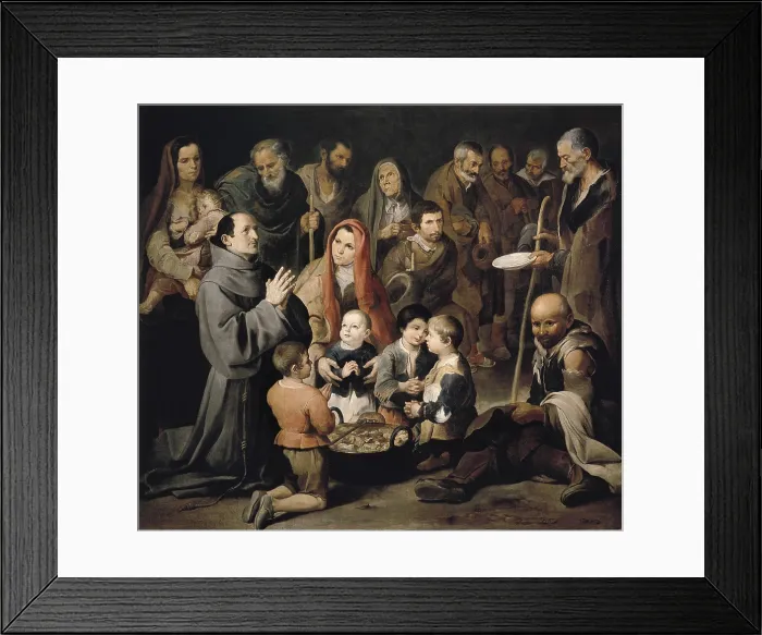 Framed Print : MURILLO, Bartolome Esteban (1617-1682). Saint Diego de AlcalA Feeding the Poor. 1645 - 1646. Baroque art. Oil on canvas. SPAIN. Madrid. St. Fernando Royal Academy Museum