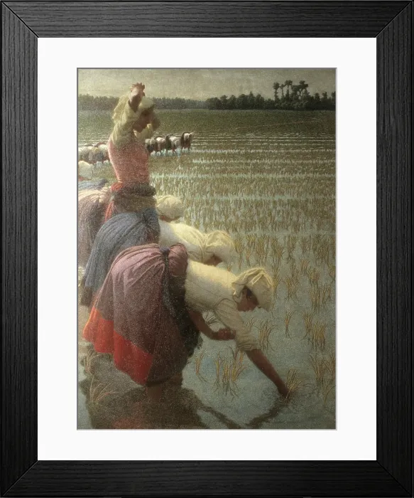 Framed Print : In the Paddy Field (In risaia), by Angelo Morbelli, 1898 - 1901, 19th - 20th Century, 183 x 130 cm - Private collection. Whole artwork view Framed Print : In the Paddy Field (In risaia), by Angelo Morbelli, 1898 - 1901, 19th - 20th Century, 183 x 130 cm - Private collection. Whole artwork view