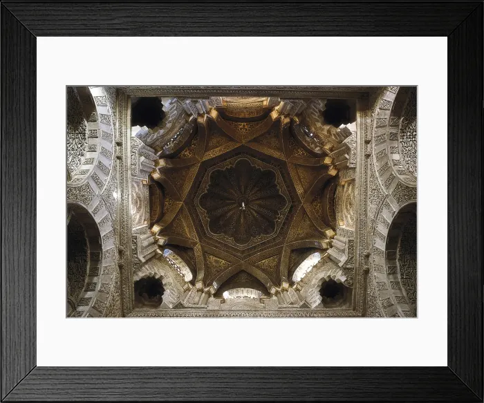 Framed Print : SPAIN. Cordoba. Mezquita (Mosque). Dome of the Mihrab Chapel. Spanish-Moorish art. 10th c. Shell dome held up by eight archs and decorated with a polychrome tile mosaic