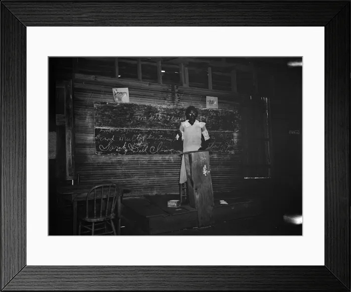 Framed Print : African American teacher at blackboard of Mt. Gilead School, Near Eatonton, Georgia, 1936. Photo by Carl Mydans. (BSLOC_2013_8_276) Framed Print : African American teacher at blackboard of Mt. Gilead School, Near Eatonton, Georgia, 1936. Photo by Carl Mydans. (BSLOC_2013_8_276)