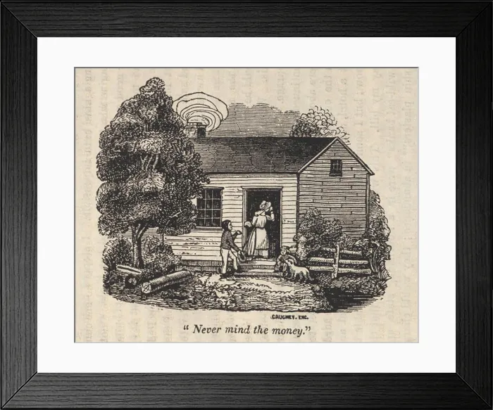 Framed Print : Never mind the money. Fugitive slave Henry Bibb's money is refused by a woman who gave him food during his escape from Kentucky to the North