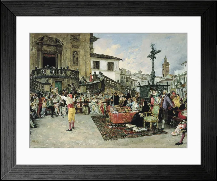 Framed Print : JIMENEZ ARANDA, Jose (1837-1903). The raffle of the saint. 1878. Costumbrism. Oil on canvas. - CAGP / Iberfoto / Everett Collection (431910)**US SALES ONLY**
