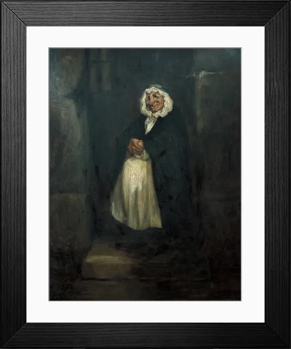 Framed Print : DAUMIER, Honore (1808-1879). The Old Doorwoman. Realism. Painting; Oil on canvas. MEXICO. Mexico City. San Carlos National Museum