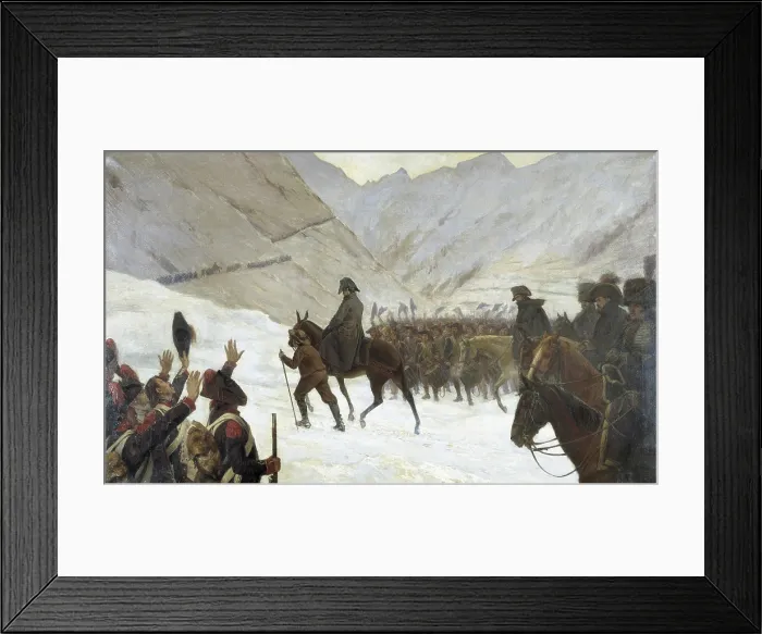 Framed Print : BOISLECOMTE, Edmond de (1849-1923). Napoleon Bonaparte Crossing the Alps. end 19th c. Great St. Bernard Pass, May 20th 1800. Oil on canvas. FRANCE. Paris. Army Museum Framed Print : BOISLECOMTE, Edmond de (1849-1923). Napoleon Bonaparte Crossing the Alps. end 19th c. Great St. Bernard Pass, May 20th 1800. Oil on canvas. FRANCE. Paris. Army Museum
