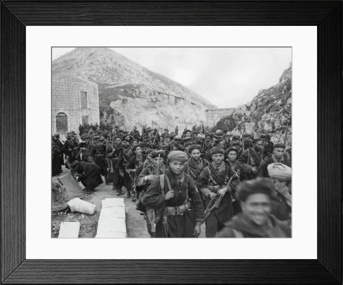 Framed Print : French Moroccan Soldiers, called Goums, in Letino, Italy (Caserta province, north of Naples)