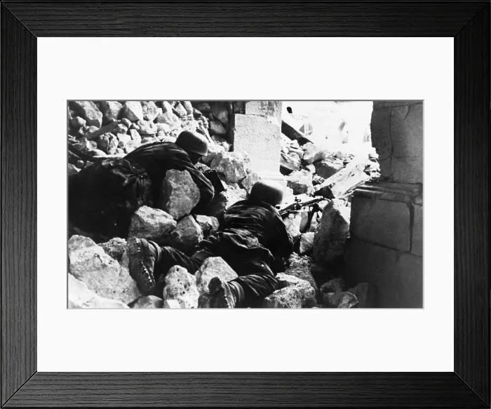 Framed Print : German paratroopers in a bombed out tower in the monastery of Montecassino, Italy. They held out until against Allied forces until May 18, 1944. World War 2. (BSLOC_2014_10_43) Framed Print : German paratroopers in a bombed out tower in the monastery of Montecassino, Italy. They held out until against Allied forces until May 18, 1944. World War 2. (BSLOC_2014_10_43)