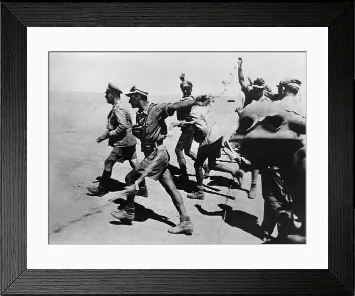 Framed Print : General Erwin Rommel in the desert near El-Alamein, with his troops. Nov. 1-9, 1942. North Africa during World War 2. (BSLOC_2014_10_4)