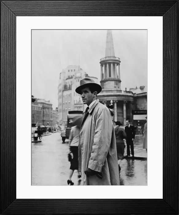 Framed Print : Edward R. Murrow, CBS Newscaster, crossing the street in London during World War 2. 1941. (BSLOC_2014_10_287)