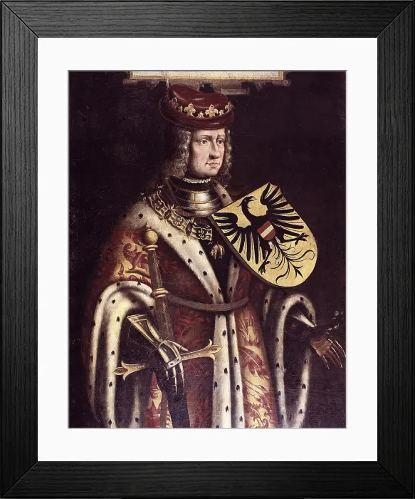 Framed Print : MAXIMILIAN I (1459-1519). Holy Roman Emperor (1493-1519). Portrait by anonymous author (17th c.). Oil on canvas. FRANCE. Versailles. National Museum of Versailles Framed Print : MAXIMILIAN I (1459-1519). Holy Roman Emperor (1493-1519). Portrait by anonymous author (17th c.). Oil on canvas. FRANCE. Versailles. National Museum of Versailles