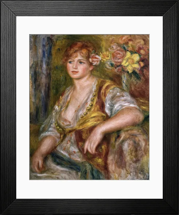 Framed Print : RENOIR, Pierre-Auguste (1841-1919). Blonde Woman with a Rose. ca. 1915. Portrait of Andree-Madeleine Heuschling (1900-79). Impressionism. Oil on canvas. FRANCE. Paris Framed Print : RENOIR, Pierre-Auguste (1841-1919). Blonde Woman with a Rose. ca. 1915. Portrait of Andree-Madeleine Heuschling (1900-79). Impressionism. Oil on canvas. FRANCE. Paris