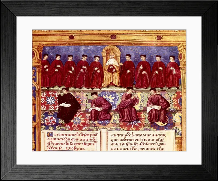 Framed Print : Republic of Venice (14th c.).Il Consiglio dei Dieci (10-people Council). The Duke (centre) surrounded by his nine advisers.. El Dux (centro) rodeado de nueve consejeros