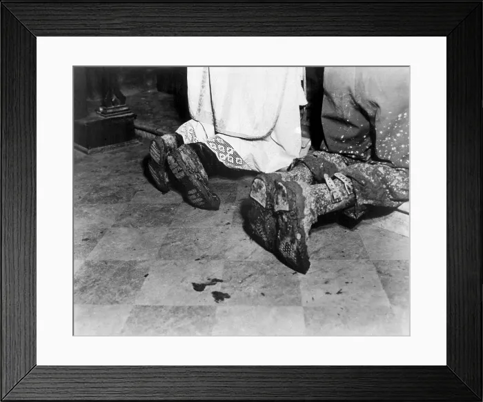 Framed Print : With soiled army boots, a Chaplain and soldier kneel at Catholic Mass is held for two dead soldiers. Oct. 11, 1944. San Benedetto, Italy. World war 2. (BSLOC_2014_10_51)