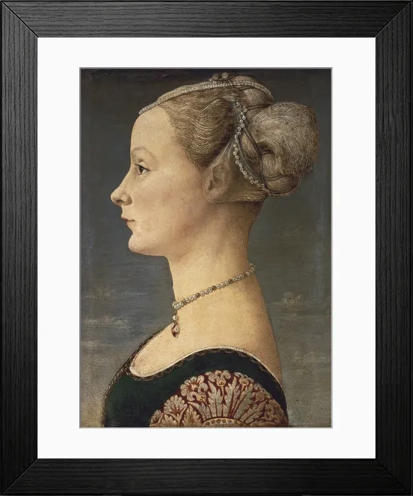 Framed Print : POLLAIOLO, Antonio Benci, called Antonio del (1431-1498). Portrait of a Lady. end 15th c. Renaissance art. Oil on wood. ITALY. Milan. Poldi-Pezzoli Museum