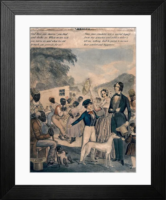 Framed Print : A pro-slavery portrayal of the conditions of slaves in 1841