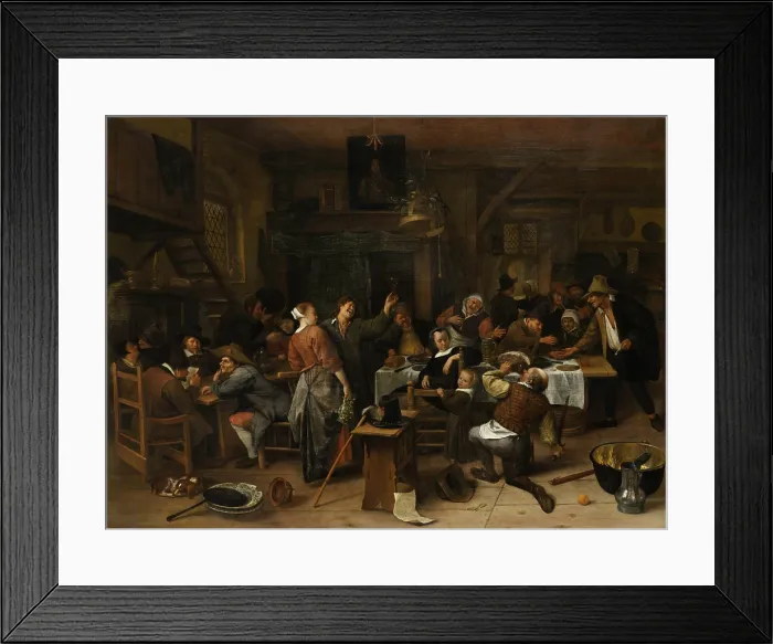 Framed Print : Prince's Day, by Jan Steen, 1660-79, Dutch painting, oil on panel. Tavern on the popular feast-day celebrated the birthday (Nov)