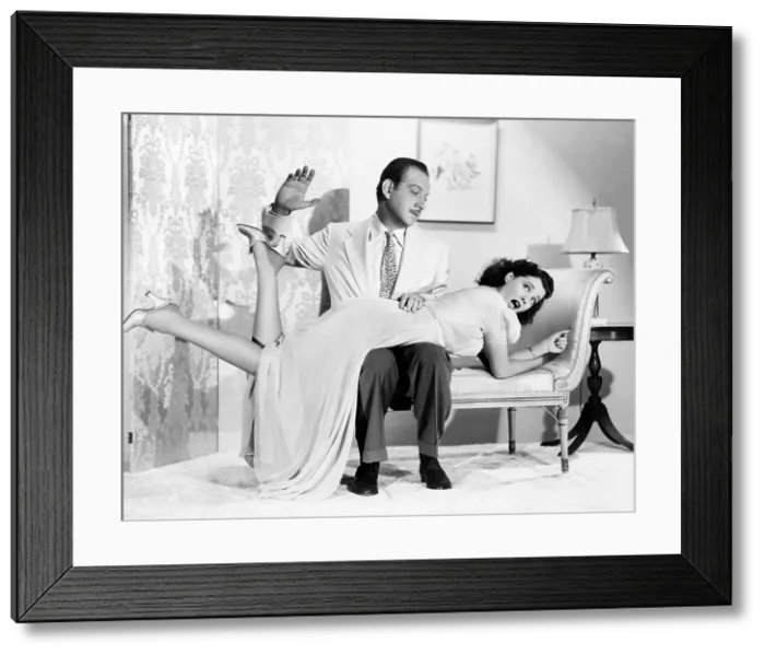 Framed Print : OUR WIFE, Melvyn Douglas, spanking Ellen Drew, 1941