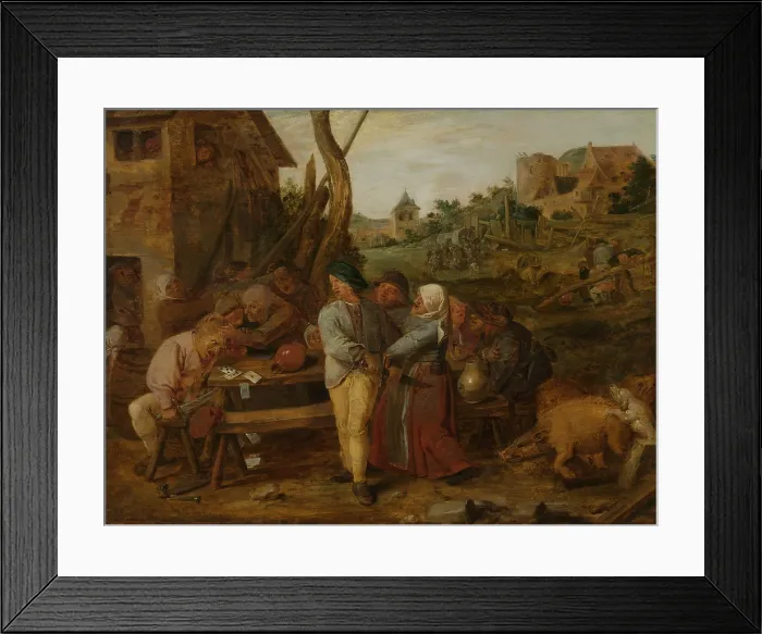 Framed Print : Peasant Brawl, by Adriaen Brouwer, 1620-30, Flemish painting, oil on panel