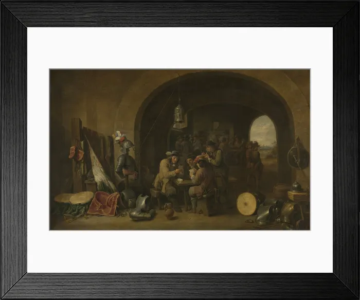 Framed Print : Guardroom, by David Teniers (II), 1641, Dutch painting, oil on canvas. Soldier playing cards in the guard room where many soldier wait for duty Framed Print : Guardroom, by David Teniers (II), 1641, Dutch painting, oil on canvas. Soldier playing cards in the guard room where many soldier wait for duty