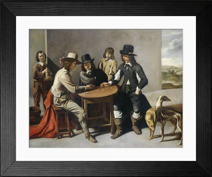 Framed Print : Dice Players (The Gamblers), by follower of Mathieu Le Nain, 1630-80, French painting, oil on canvas. Also called The Gamblers