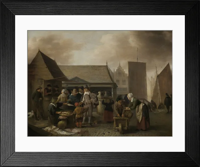 Framed Print : Fish Market, by Hendrick Sorgh, 1662, Dutch painting, oil on panel. Several vendors sell fish at a city market. Some are in the open and and others in stalls Framed Print : Fish Market, by Hendrick Sorgh, 1662, Dutch painting, oil on panel. Several vendors sell fish at a city market. Some are in the open and and others in stalls