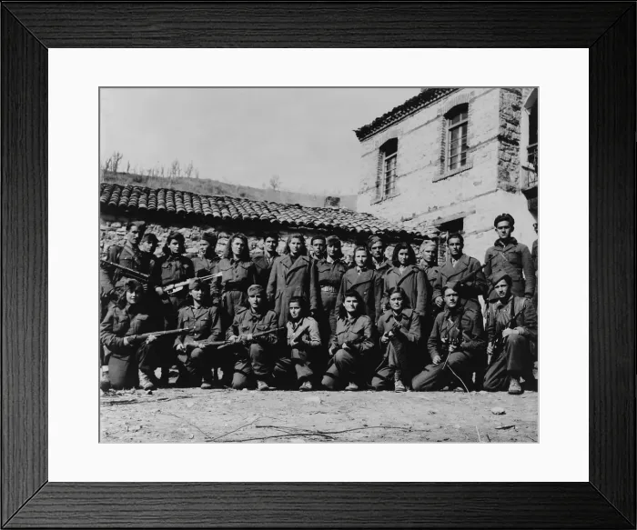 Framed Print : Greek male and female guerrilla fighters, 1947. After leftists boycotted and lost the 1946 elections, Communists formed a provisional government and began the Greek Civil War