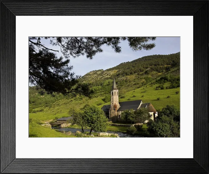 Framed Print : SPAIN. LLEIDA. Vall d'Aran. Montgarri. Sanctuary of Our Lady of Montgarri, near the river Noguera Pallaresa. Romanesque art