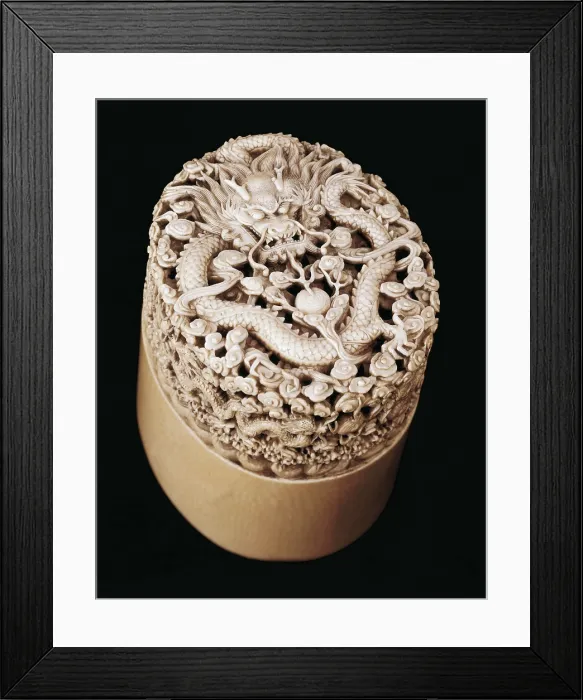 Framed Print : Imperial Seal with Figure of Dragon. 1796-1820. Ivory. Chia-chin period (1796-1820). Chinese art. Qing period. Decorative Arts. SINGAPORE. Singapore. Lee Kong Chian Art Museum