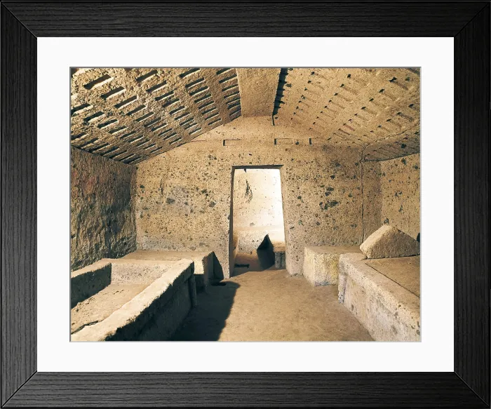 Framed Print : Tomb of the Painted Lions. 2nd half 7th c. BC. ITALY. Cerveteri. Banditaccia Necropolis. Etruscan art. Architecture. - BeBa / Iberfoto / Everett Collection (270266)**US SALES ONLY** Framed Print : Tomb of the Painted Lions. 2nd half 7th c. BC. ITALY. Cerveteri. Banditaccia Necropolis. Etruscan art. Architecture. - BeBa / Iberfoto / Everett Collection (270266)**US SALES ONLY**