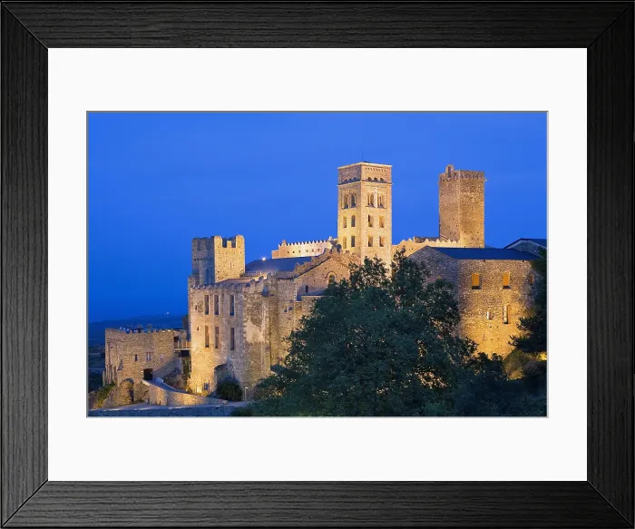 Framed Print : SPAIN. Port de la Selva. Monastery of Sant Pere de Rodes. View of the Benedictine abbey built in 10th c. Romanesque art