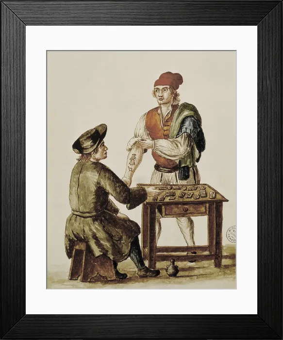 Framed Print : The Tattoo, illustration by Gravenbroch. Watercolour. ITALY. Venice. Museo Correr. - BeBa / Iberfoto / Everett Collection (455625)**US SALES ONLY**