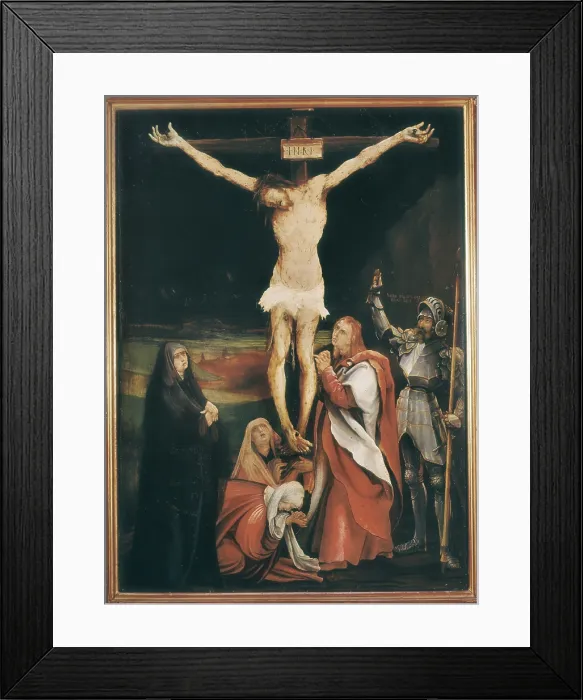 Framed Print : GRUNEWALD, Mathis Nithardt, called Matthias (1460-1528). The crucifixion of Jesus. 1508. Renaissance art. Painting. SWITZERLAND. Basel. Fine Arts Museum