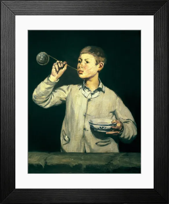 Framed Print : MANET, edouard (1832-1883). Boy blowing bubbles. 1867. Impressionism. Oil on canvas. PORTUGAL. Lisbon. Museu Calouste Gulbenkian (Lisbon Calouste Gulbenkian Museum)