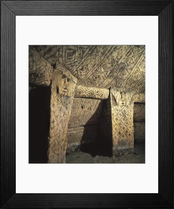 Framed Print : COLOMBIA. Inza. Archaeological park of Tierradentro. Loma de Segovia. Hypogeum decorated with geometric forms, 6th-10th c. Formation period of Tierradentro Culture. Maya art