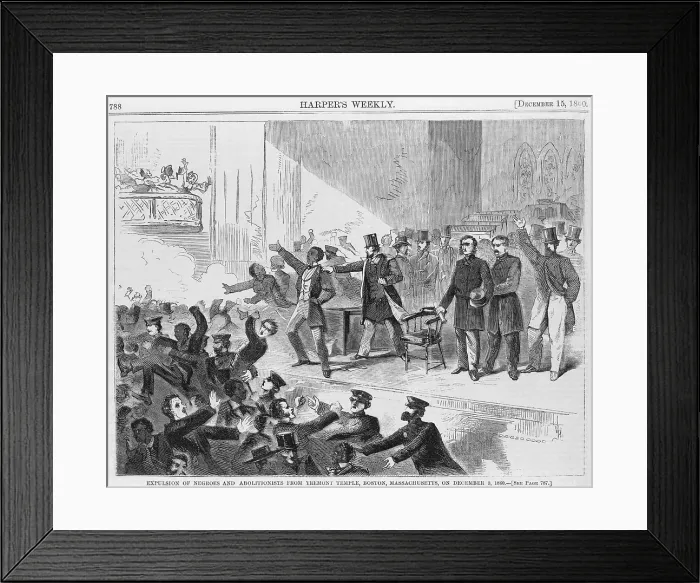 Framed Print : An angry mob broke up a meeting of the Boston abolitionists during a service observing the one year anniversary of John Brown's execution
