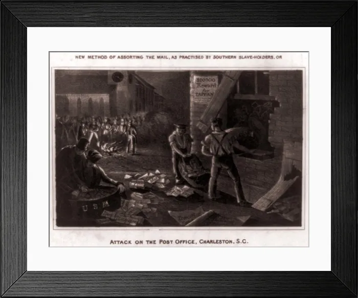 Framed Print : Raid on the Charleston post office by a mob of anti-abolitionist in July 1835 Framed Print : Raid on the Charleston post office by a mob of anti-abolitionist in July 1835