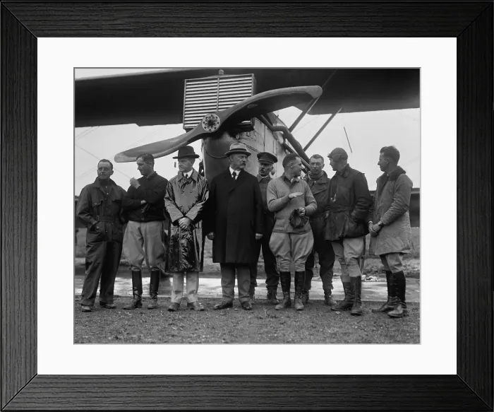 Framed Print : President Calvin Coolidge with aviators of the first-around-the-world airplane flight. Sept 9, 1924 Framed Print : President Calvin Coolidge with aviators of the first-around-the-world airplane flight. Sept 9, 1924