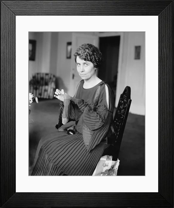 Framed Print : First Lady Grace Coolidge darning socks on August 6, 1923. It was four days after the death of President Warren Harding