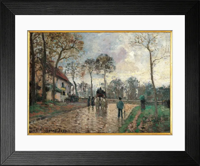 Framed Print : The Stagecoach at Louveciennes, by Camille Pissarro, 1870, 19th Century, oil on canvas, cm 25, 5 x 35, 5 - France, Ile de France, Paris, Muse dOrsay, RF1682. All