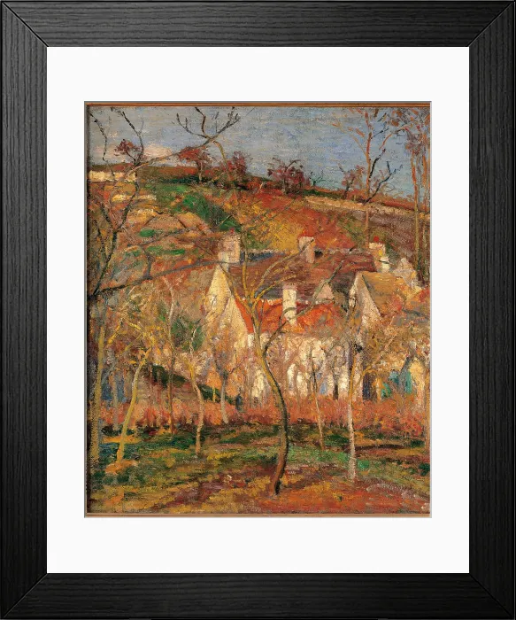 Framed Print : Red Roofs, Corner of a Village, Winter, by Camille Pissarro, 1877, 19th Century, oil on canvas, cm 54, 5 x 65, 5 - France, Ile de France, Paris, Muse dOrsay