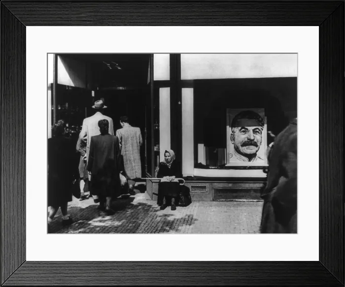 Framed Print : Portrait of Stalin in Prague store window at the time of the Communist coup d'etat of February 1948. - (BSLOC_2014_15_249) Framed Print : Portrait of Stalin in Prague store window at the time of the Communist coup d'etat of February 1948. - (BSLOC_2014_15_249)
