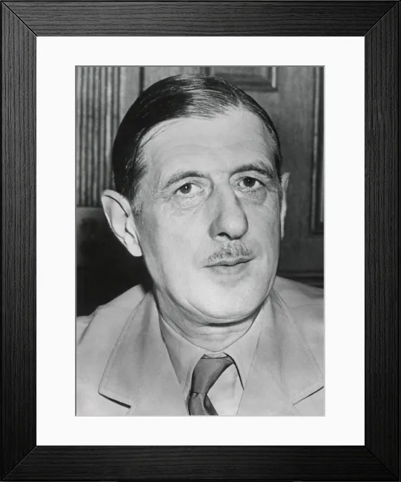 Framed Print : Charles de Gaulle, the self proclaimed leader of Free French after France's armistice with Germany in 1940 Framed Print : Charles de Gaulle, the self proclaimed leader of Free French after France's armistice with Germany in 1940