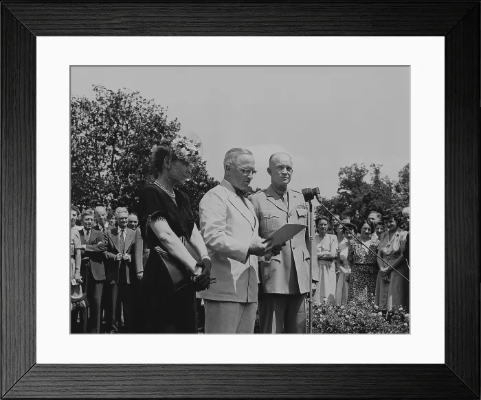 Framed Print : President Harry Truman honoring General Dwight Eisenhower for his World War 2 service