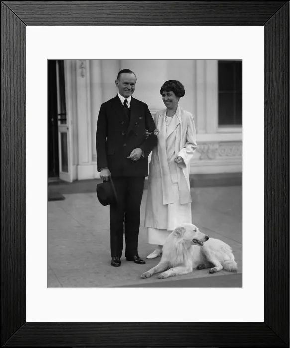 Framed Print : President Calvin and Grace Coolidge acknowledge greetings from crowd on Nov. 5, 1924 Framed Print : President Calvin and Grace Coolidge acknowledge greetings from crowd on Nov. 5, 1924
