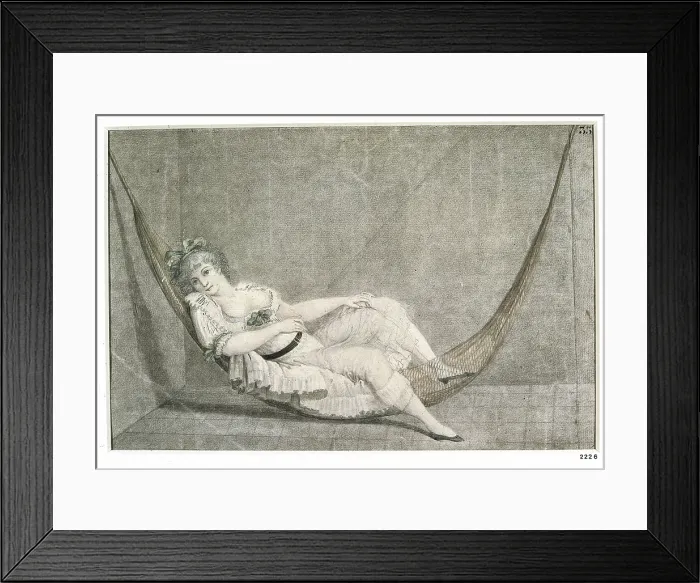 Framed Print : America. Viceroyalty of Mexico. Expedition of Malaspina (1789-1794). Lady from PanamA on a sun lounger. Drawing by Juan Ravenet. Drawing. SPAIN. Madrid. America's Museum. - J