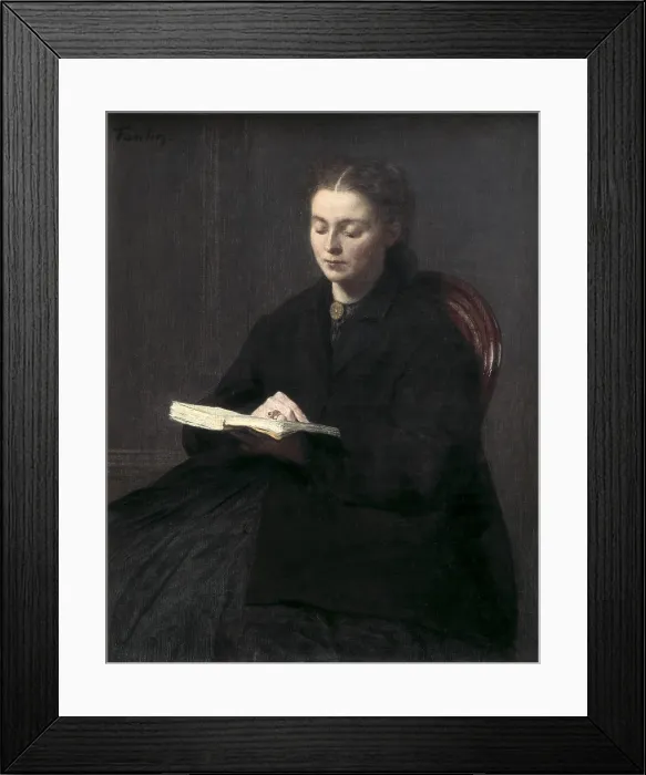 Framed Print : FANTIN-LATOUR, Henri-Theodore (1836-1904). Reading. 1863. Romanticism. Oil on canvas. BELGIUM. Tournai. Fine Arts Museum. - J