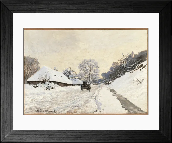 Framed Print : The Cart. Route in the Snow, near Honfleur, by Claude Monet, 1867 about, 19th Century, oil on canvas, cm 65 x 92, 5 - France, Ile de France, Paris, Muse dOrsay, RF2011. All