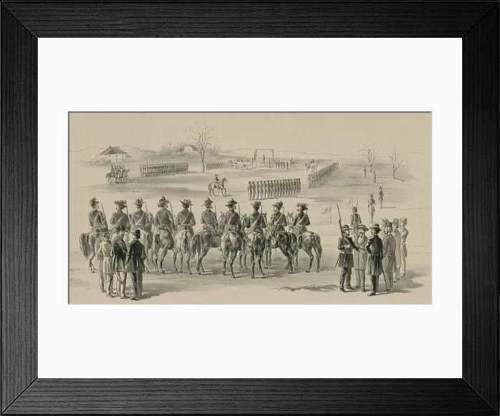 Framed Print : Commemorative print depicting execution of militant abolitionist John Brown in 1859
