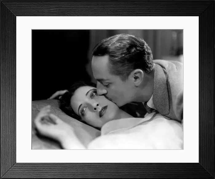 Framed Print : ONE WAY PASSAGE, Kay Francis, William Powell, 1932, kissing
