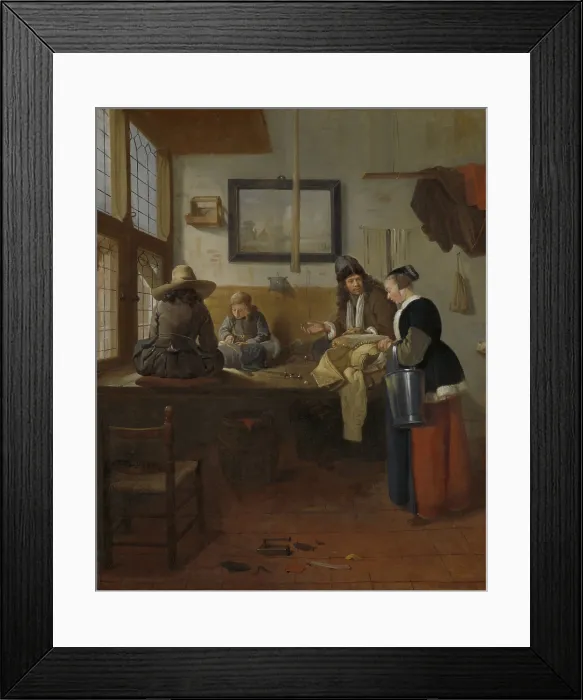 Framed Print : The Tailor's Workshop, by Quiringh van Brekelenkam, 1661, Dutch painting, oil on panel